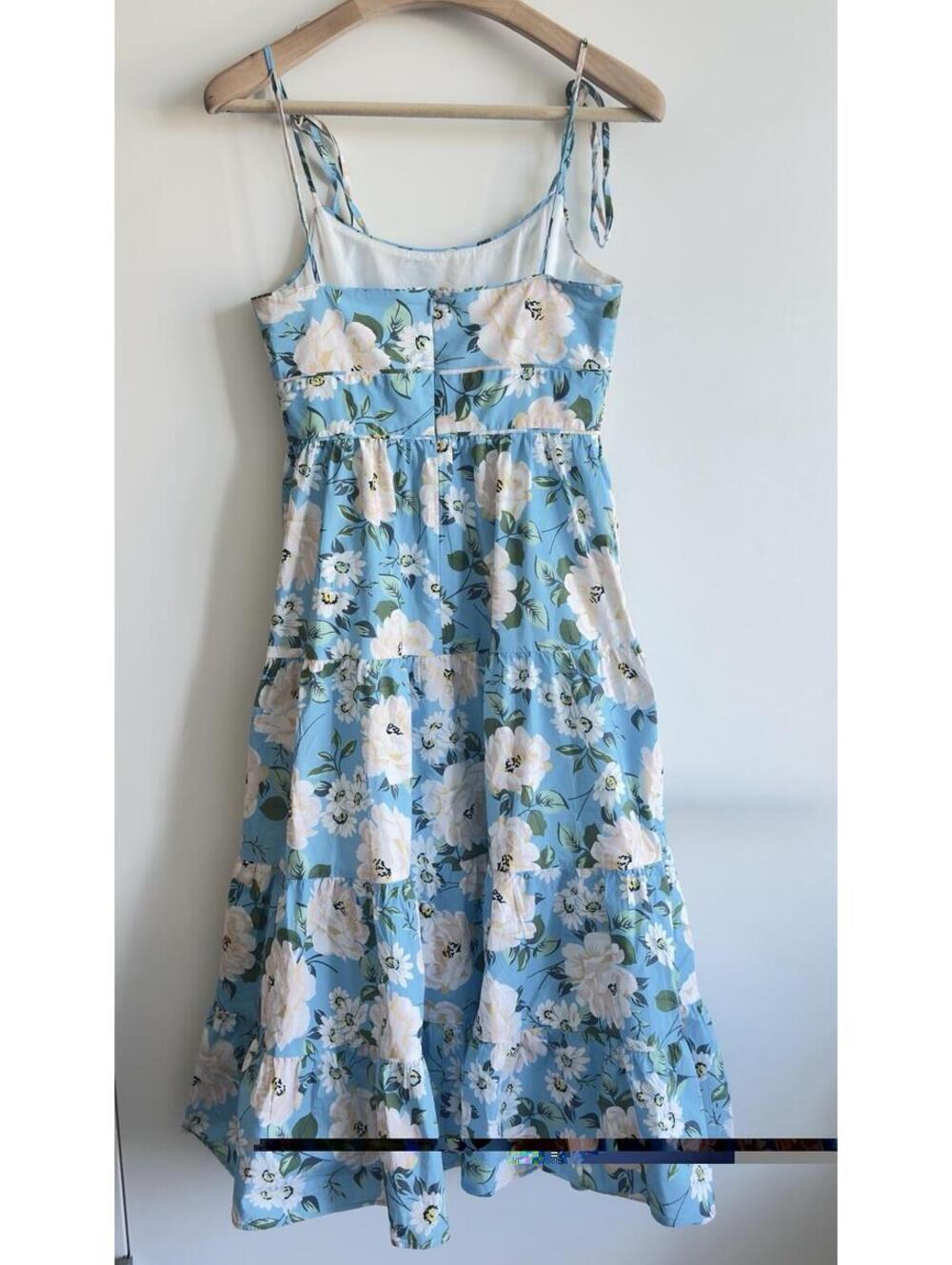 Yumi Kim Wonder Garden Blue Floral Tie Strap Midi Dress Size 6 - Picture 8 of 8
